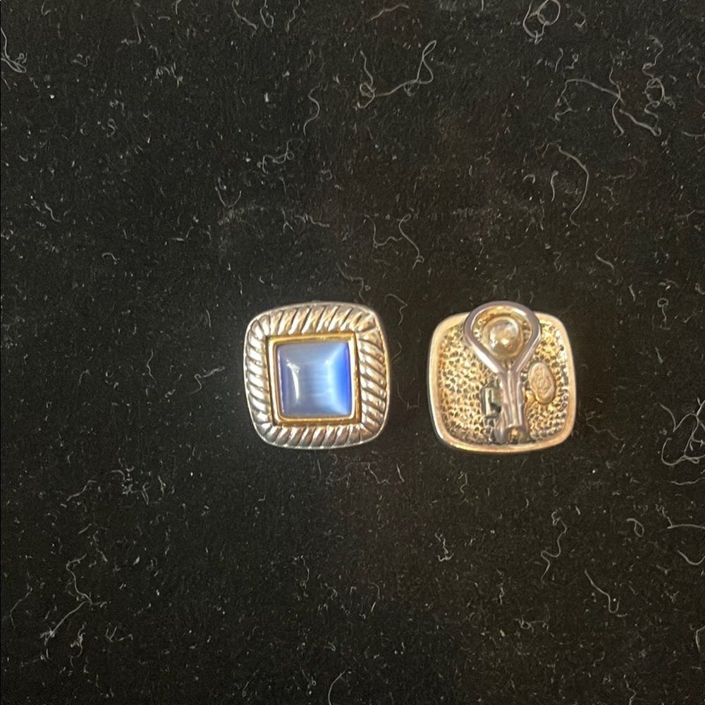 Silver and Blue Square Cufflinks